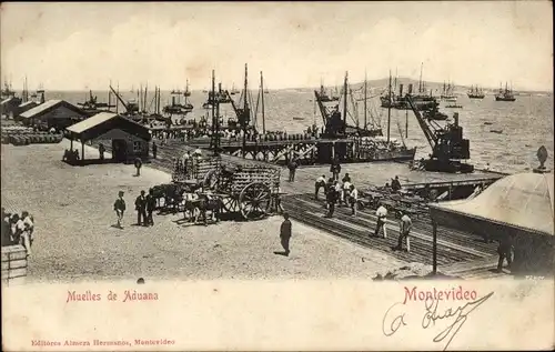 Ak Montevideo Uruguay, Muelles de Aduana, puerto