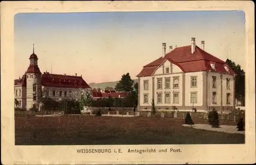 Ak Wissembourg Weißenburg Elsass Bas Rhin, Amtsgericht und Post