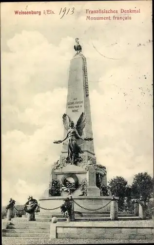 Ak Wissembourg Weißenburg Elsass Bas Rhin, Französisches Denkmal