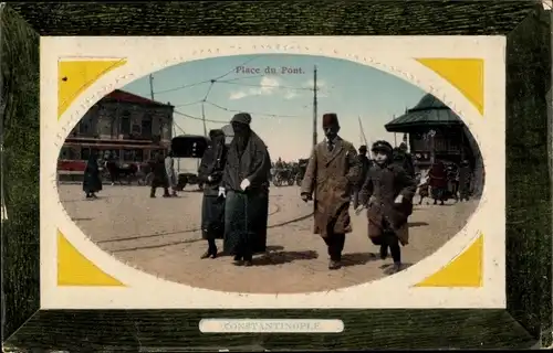 Präge Passepartout Ak Konstantinopel Istanbul Türkei, Place du Pont