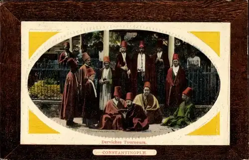 Präge Passepartout Ak Konstantinopel Istanbul Türkei, Derviches Tourneurs, Portrait en groupe
