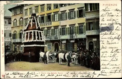 Ak Firenze Florenz Toscana, Il Carro del Sabato Santo, Religiöser Umzug, Umzugswagen