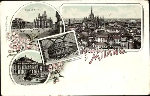 Litho Milano Mailand Lombardia, Piazza del Duomo, Piazza della Scala