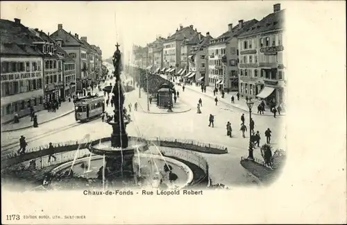 Ak La Chaux de Fonds Kanton Neuenburg, Rue Leopold Robert