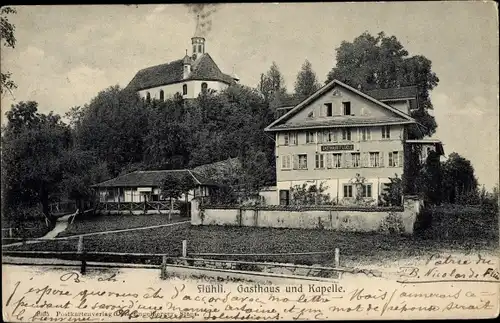 Ak Flühli Kanton Luzern Schweiz, Gasthaus und Kapelle