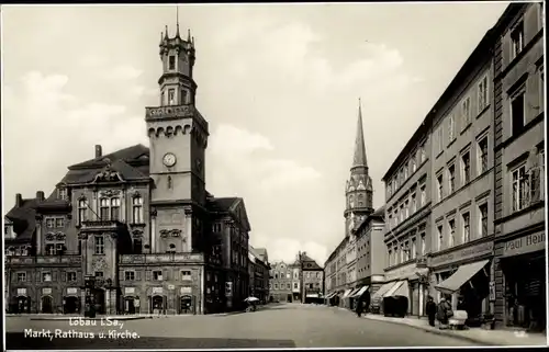 Ak Löbau in Sachsen, Markt, Rathaus, Kirche