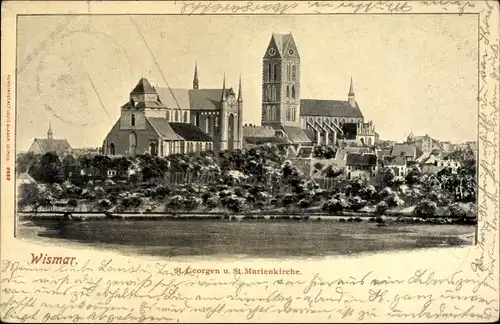 Ak Hansestadt Wismar, St. Georgen und St. Marienkirche