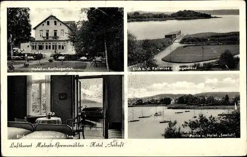 Ak Gremsmühlen Malente in Ostholstein, Hotel Seeluft, Kaffeegarten, Hotelzimmer