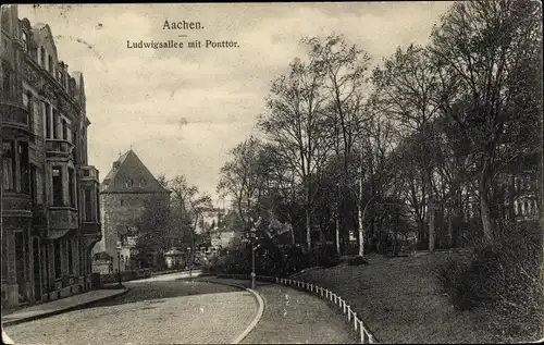 Ak Aachen in Nordrhein Westfalen, Ludwigsallee mit Ponttor