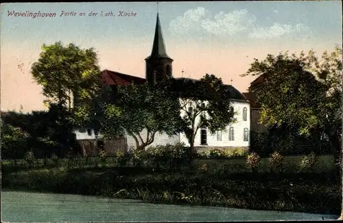 Ak Wevelinghoven Grevenbroich in Westfalen, Partie an der kath. Kirche