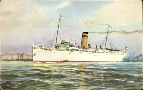 Künstler Ak Hapag Seebäderdienst, Dampfer Kaiser, Turbinenschnelldampfer