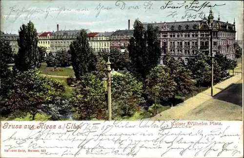 Ak Riesa an der Elbe Sachsen, Kaiser Wilhelm Platz