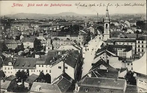 Ak Zittau in Sachsen, Blick nach der Bahnhofstraße