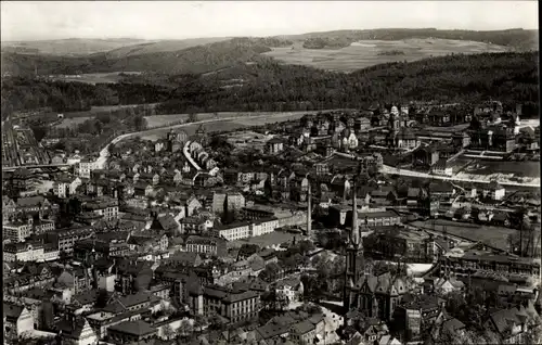 Ak Aue im Erzgebirge Sachsen, Totalansicht der Ortschaft