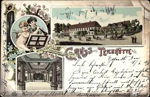 Litho Teichhütte Bad Grund im Harz, Gesellschaftshaus und Concerthaus von Carl Fuhse