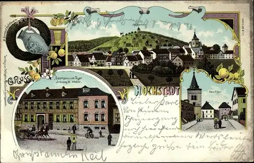 Litho Hochstadt Maintal Hessen, Wirtschaft, Obertor, Schützenhaus