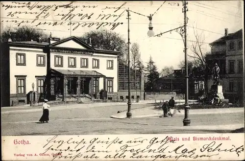 Ak Gotha in Thüringen, Palais und Bismarckdenkmal