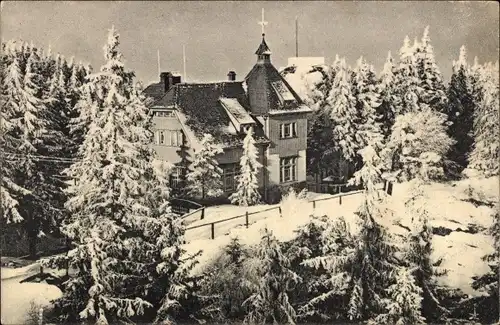 Ak Oybin in der Oberlausitz, Töpferbaude, Winter