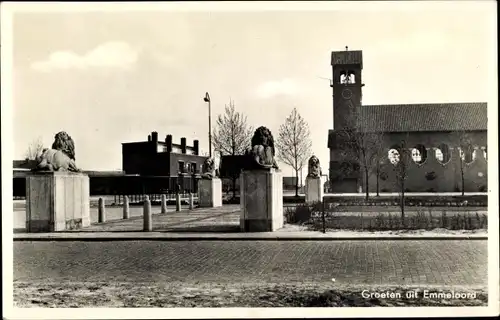 Ak Emmeloord Flevoland Niederlande, Teilansicht, Kirche