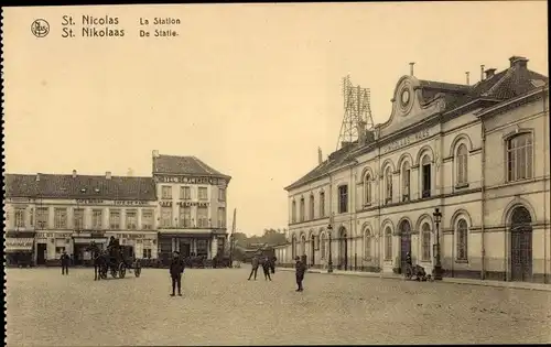 Ak Saint Nicolas Sint Niklaas Ostflandern, Le Station