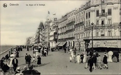 Ak Ostende Westflandern, La Digue et le bodega, Hotel