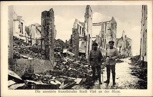 Ak Visé Wallonien Lüttich, Zerstörte französische Stadt, Kriegsruinen