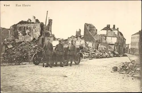 Ak Visé Wallonien Lüttich, La rue Haute, Kriegszerstörung 1. WK