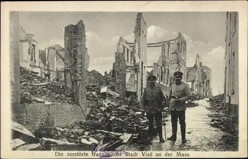 Ak Visé Wallonien Lüttich, Zerstörte französische Stadt, Kriegsruinen