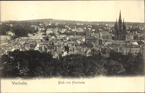 Ak Wiesbaden in Hessen, Blick vom Feuerturm