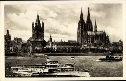 Ak Köln am Rhein, Panorama, Dom, Schiffe