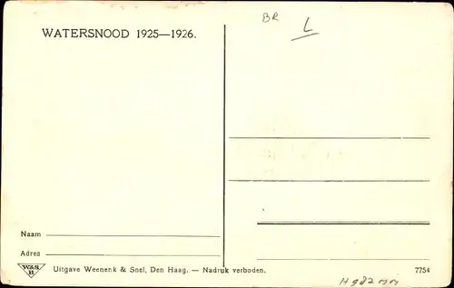 Ak Ravenstein Nordbrabant Niederlande, Ondergeloopen boerderij, überschwemmter Bauernhof