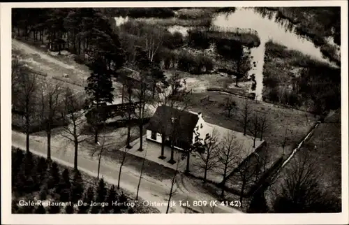 Ak Oisterwijk Nordbrabant Niederlande, Cafe-Restaurant De Jonge Hertog, Luftaufnahme