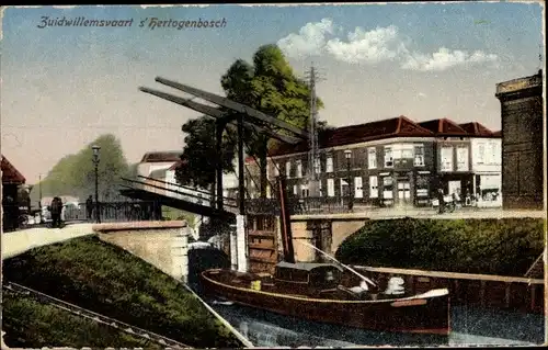 Ak 's Hertogenbosch Nordbrabant Niederlande, Zuidwillemsvaart, Hebebrücke, Schiff