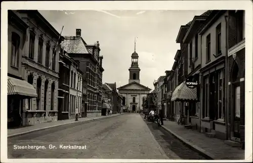 Ak Steenbergen Nordbrabant Niederlande, Gr. Kerkstraat, Kirche