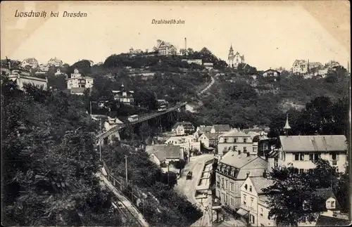 Ak Dresden Loschwitz, Drahtseilbahn