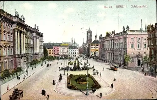 Ak Berlin, Schlossplatz, Straßenbahn