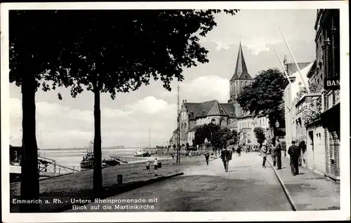Ak Emmerich am Niederrhein, Untere Rheinpromenade, Martinikirche
