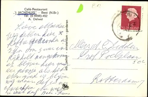 Ak Best Nordbrabant Niederlande, Café Restaurant 't Jachthuis