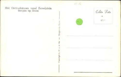 Ak Bergen op Zoom Nordbrabant Niederlande, Sint Gertrudistoren vanaf Zuivelplein