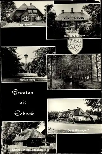 Ak Esbeek Nordbrabant Niederlande, De Kievit, Rustoord, Houtvesterij, De 6 Woningen, Herberg