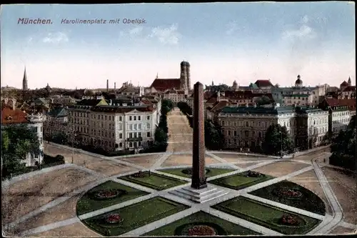 Ak München, Karolinenplatz mit Obelisk