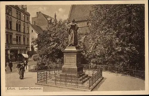 Ak Erfurt Thüringen,  Lutherdenkmal, Geschäft L. Frankenberger, Max Reinecke