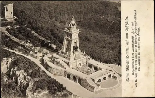 Ak Steinthaleben Kyffhäuserland Thüringen, Kyffhäuser, Fliegeraufnahme vom Kaiser Wilhelm Denkmal