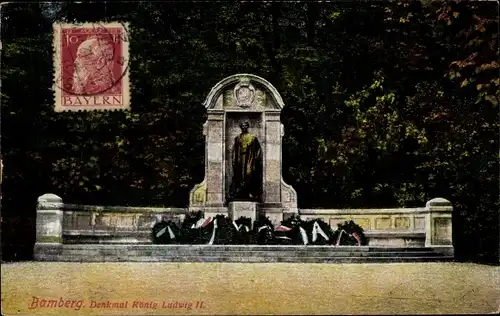 Ak Bamberg in Oberfranken, Denkmal König Ludwig II.