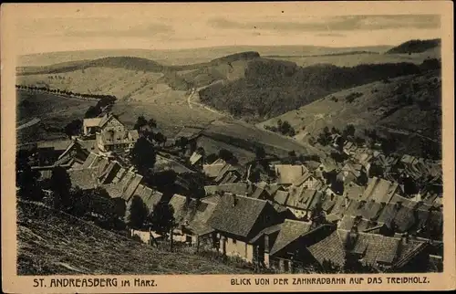 Ak Sankt Andreasberg Braunlage im Oberharz, Blick von der Zahnradbahn auf das Treibholz