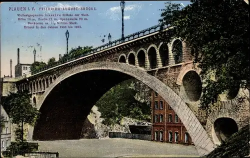 Ak Plauen im Vogtland, Friedrich August Brücke