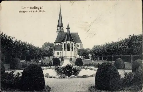 Ak Emmendingen im Breisgau Baden, Anlagen mit kath. Kirche