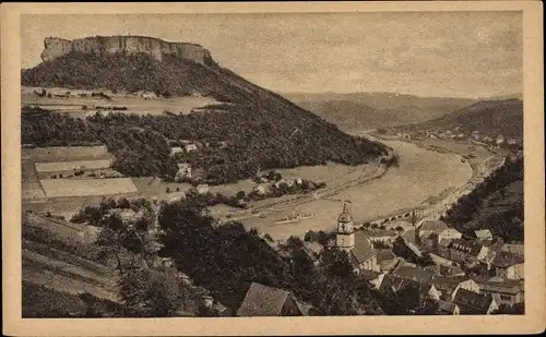 Ak Königstein an der Elbe, Panorama mit Lilienstein