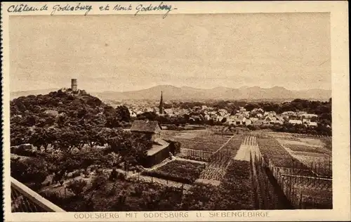 Ak Godesberg Bonn am Rhein, Godesburg und Siebengebirge