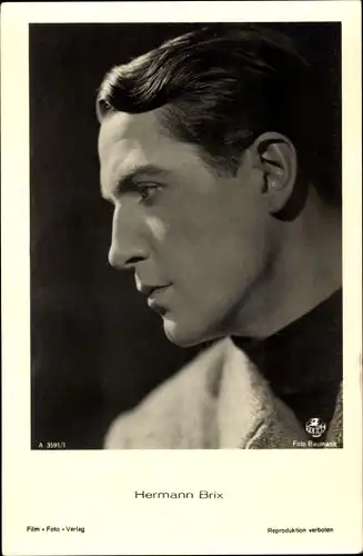 Ak Schauspieler Hermann Brix, Portrait im Profil